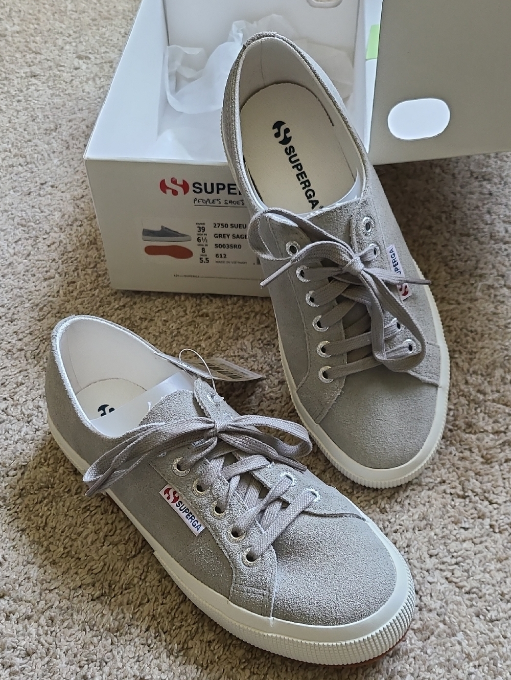 Superga 2750 Suede Grey Sage Sneakers